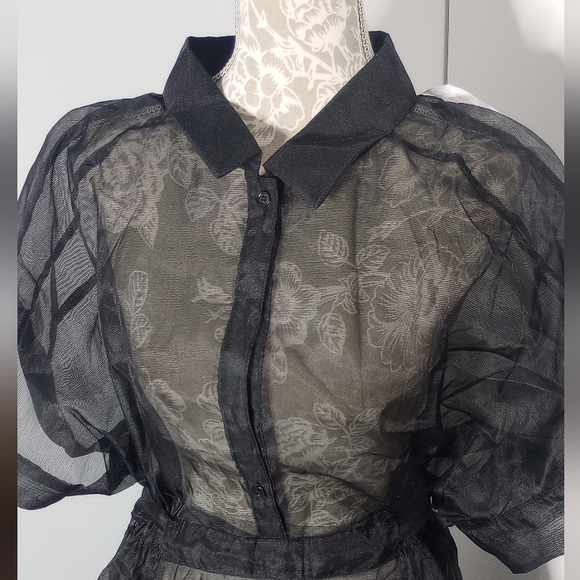 Misguided Black Sheer Women's Top - Picture 3 of 13